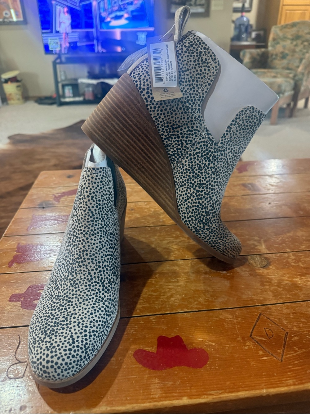 Toms Kallie Cheetah Wedge Booties